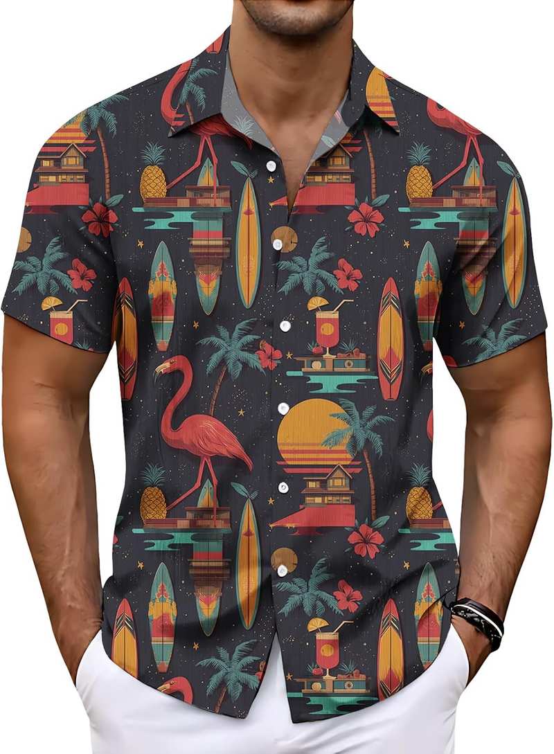 B0FCY4J5WS_71Rhpvcuz9L-1 Men’s Tropical Print Short Sleeve Button Up Casual Shirt