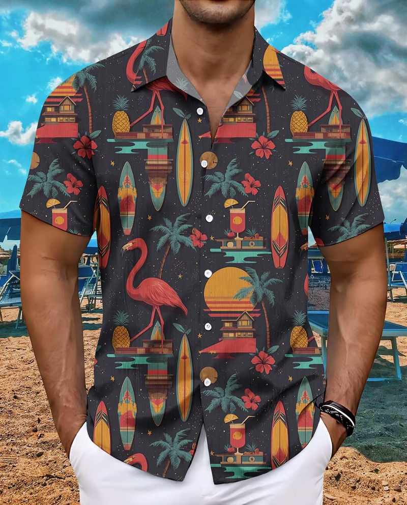 B0FCY4J5WS_81Mz5Ar8eIL Men’s Tropical Print Short Sleeve Button Up Casual Shirt - Image 5