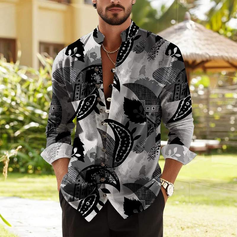 B0FLJTH1N1_81PbCQ4j3BL-1 Men’s Vibrant Tropical Paisley Floral Print Button Down Hawaiian Shirt - Image 2