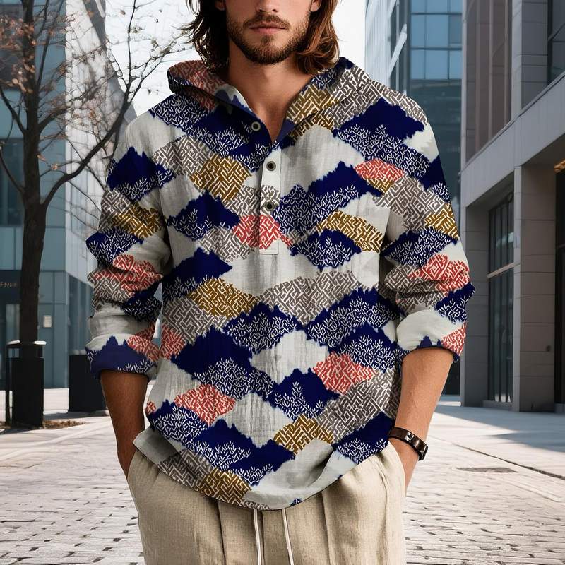 B0FQJFCGXB_81swF4UL64L-2 Men’s Long Sleeve Tropical Botanical Print Button Down Shirt - Image 5